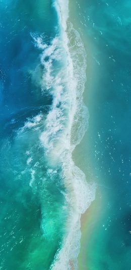 [2436x1125]大海 蓝色 海浪 海洋 苹果手机壁纸图片