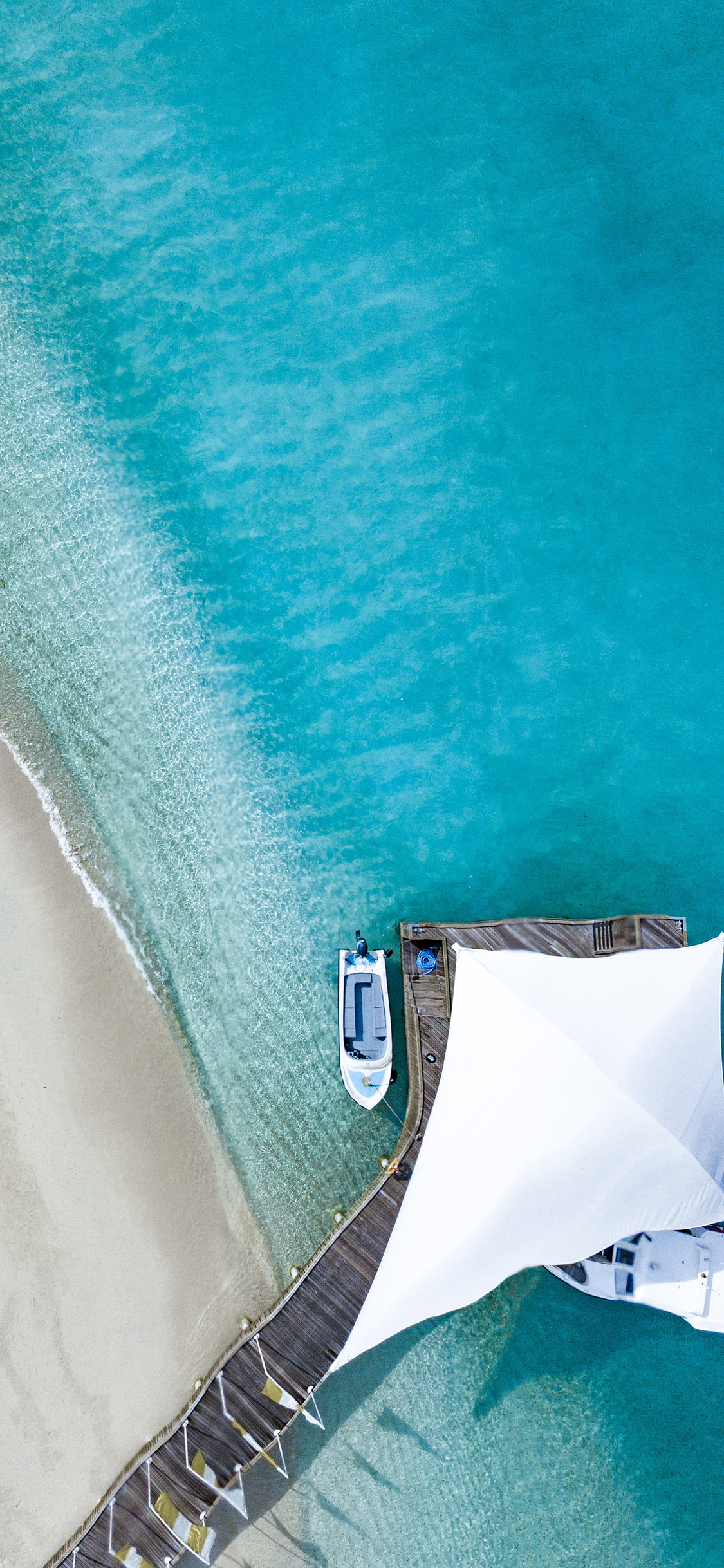 [2436×1125]大海 蔚蓝 船只 桥 苹果手机壁纸图片