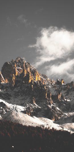 [2436x1125]大自然 山峰 白雪 云朵 美景 苹果手机壁纸图片