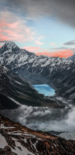[2436x1125]大自然 山河 美景 云雾 红云 苹果手机壁纸图片