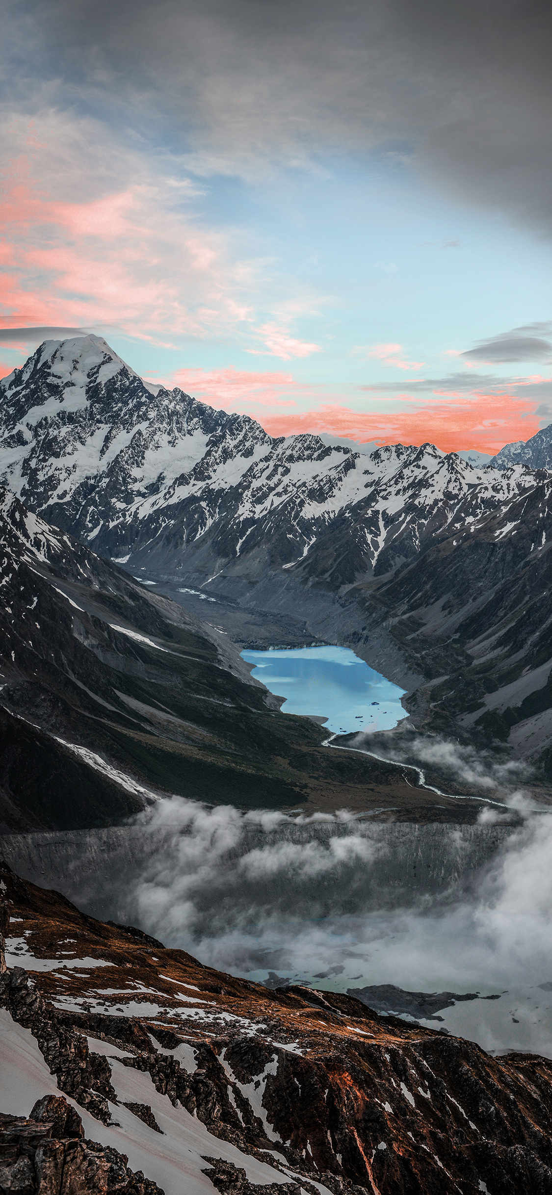 [2436×1125]大自然 山河 美景 云雾 红云 苹果手机壁纸图片