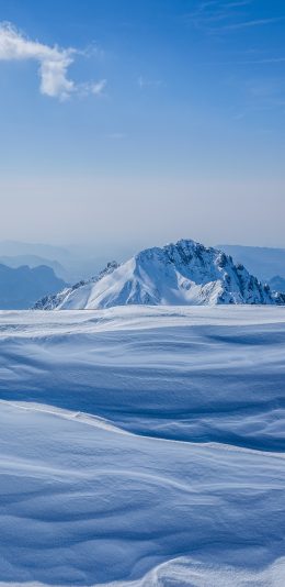 [2436x1125]大自然 蓝天 雪地 山峰 白雪覆盖 苹果手机壁纸图片