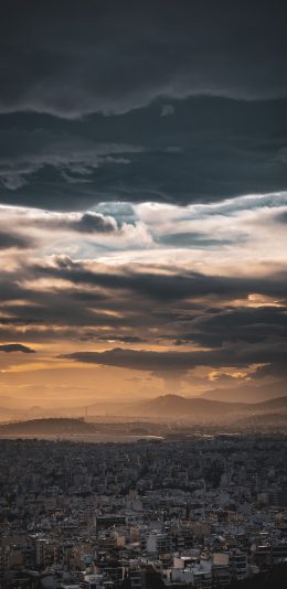 [2436x1125]天空 云层 城市 建筑 苹果手机壁纸图片