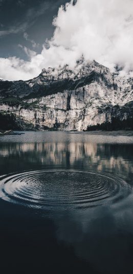 [2436x1125]天空 云层 山峰 河流 旋涡 苹果手机壁纸图片