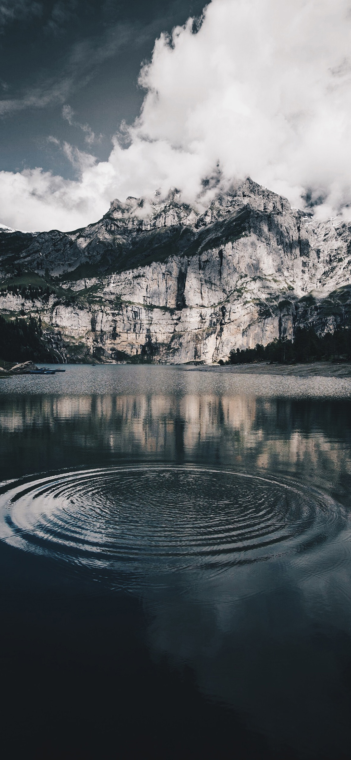 [2436×1125]天空 云层 山峰 河流 旋涡 苹果手机壁纸图片