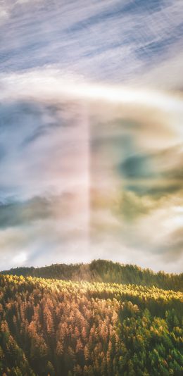 [2436x1125]天空 云层 植被 山峰 自然 唯美 苹果手机壁纸图片