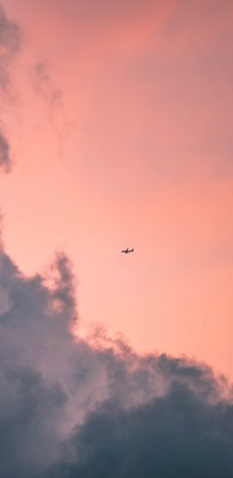 [2436x1125]天空 云彩  飞机 云层 苹果手机壁纸图片
