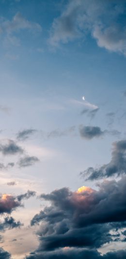 [2436x1125]天空 云彩 云层 月亮 苹果手机壁纸图片