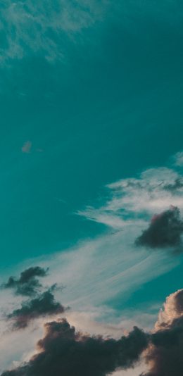 [2436x1125]天空 云彩 蓝绿 乌云 苹果手机壁纸图片