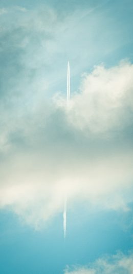 [2436x1125]天空 云彩 飞机 喷雾 苹果手机壁纸图片