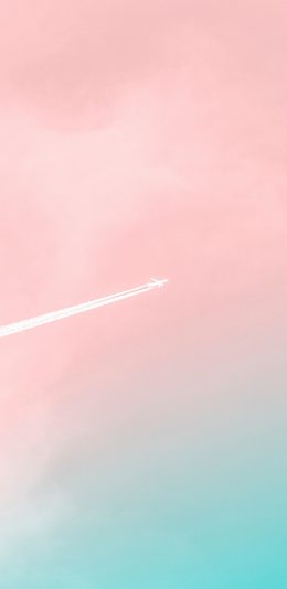 [2436x1125]天空 唯美 飞机 喷雾 苹果手机壁纸图片