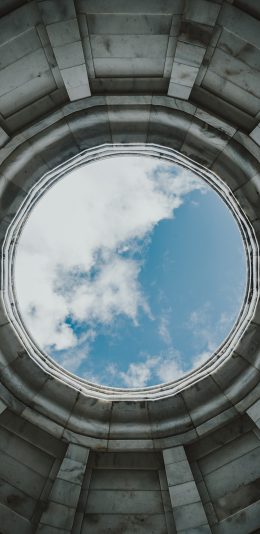 [2436x1125]天空 圆 蓝天白云 建筑 苹果手机壁纸图片