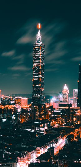 [2436x1125]天空 城市 夜景 建筑 灯光 苹果手机壁纸图片