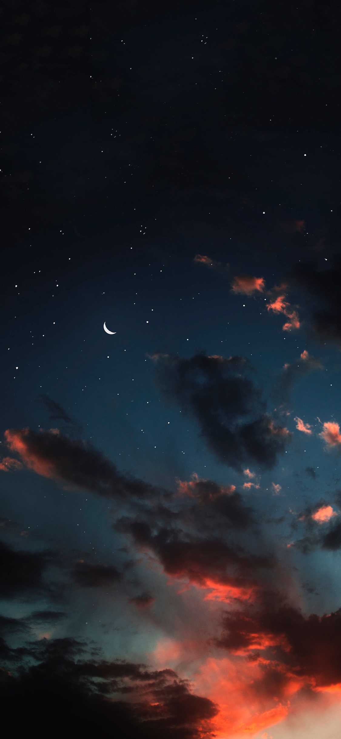 [2436×1125]天空 夜晚 月牙 星空 苹果手机壁纸图片