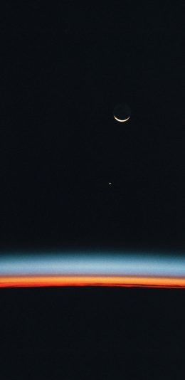 [2436x1125]天空 夜晚 月牙 零星 苹果手机壁纸图片