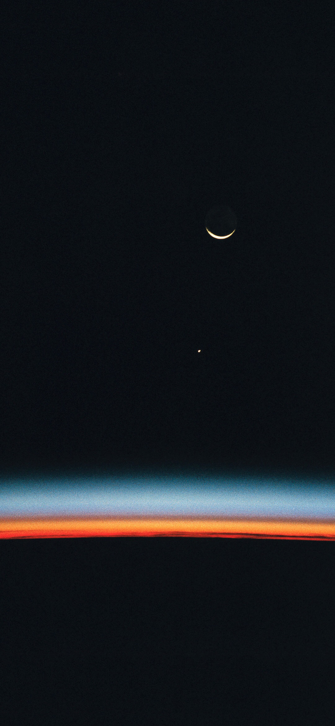 [2436×1125]天空 夜晚 月牙 零星 苹果手机壁纸图片