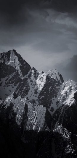 [2436x1125]天空 山峰 大自然风景 黑白 苹果手机壁纸图片
