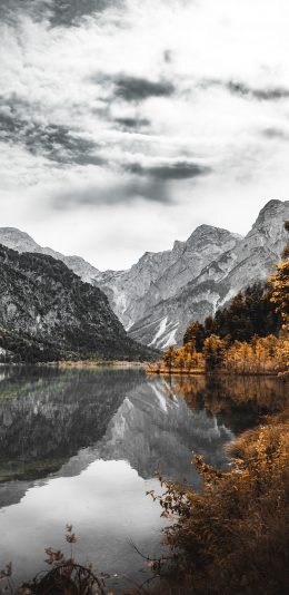 [2436x1125]天空 山峰 湖泊 自然美景 苹果手机壁纸图片