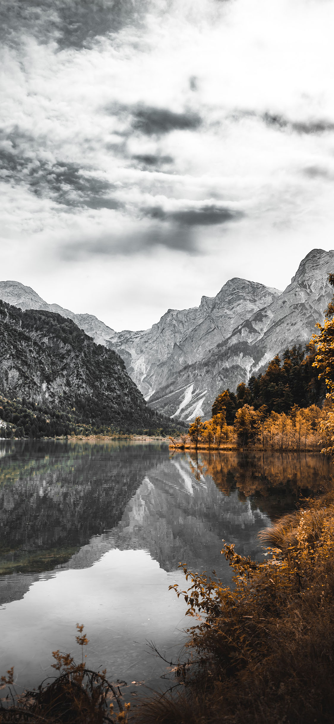 [2436×1125]天空 山峰 湖泊 自然美景 苹果手机壁纸图片