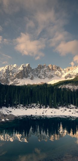 [2436x1125]天空 山峰 雪山 湖泊 苹果手机壁纸图片