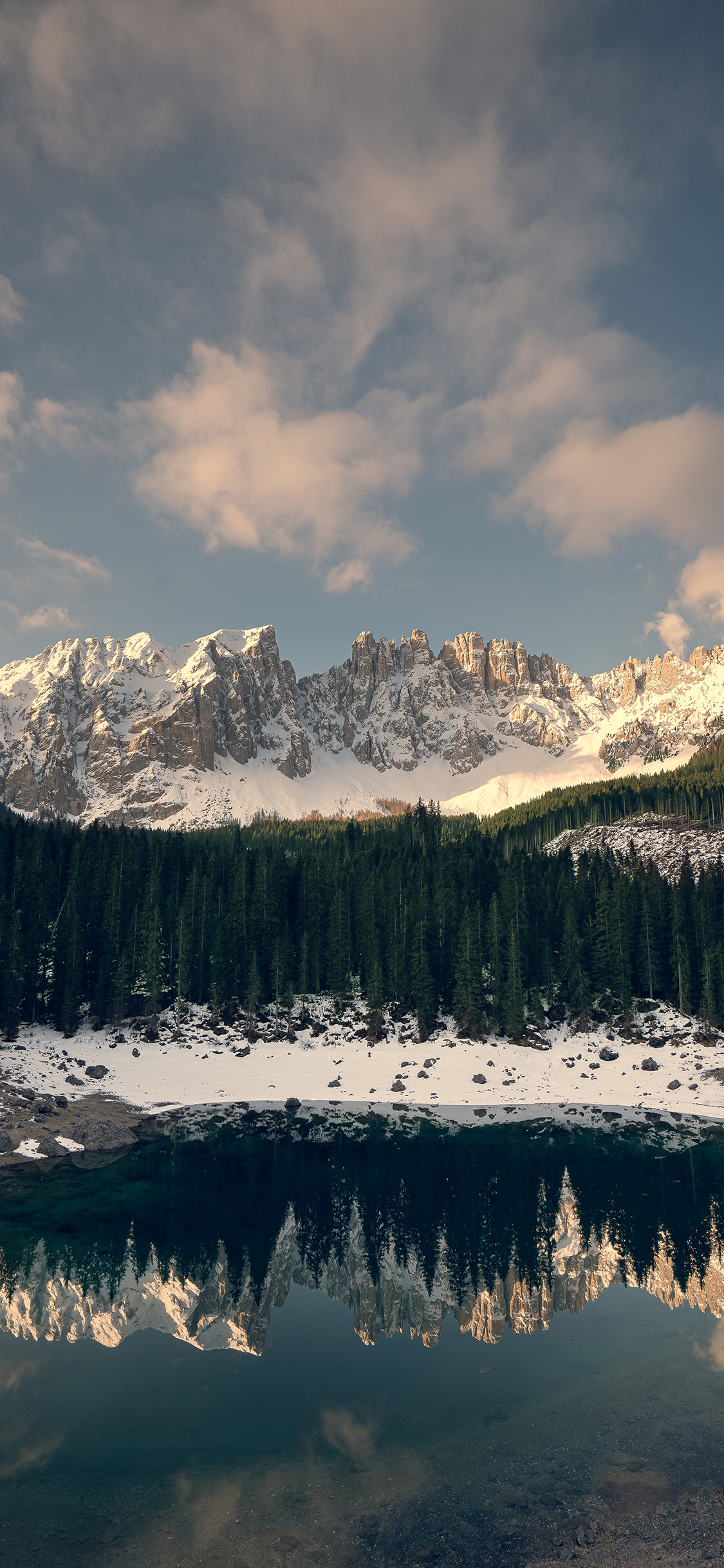 [2436×1125]天空 山峰 雪山 湖泊 苹果手机壁纸图片