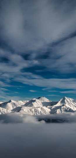 [2436x1125]天空 山峰 雪山 白雪覆盖 壮观 苹果手机壁纸图片