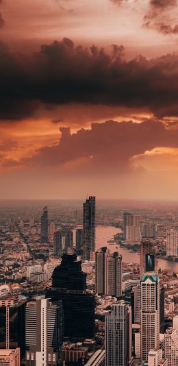 [2436x1125]天空 建筑 城市 高楼 苹果手机壁纸图片