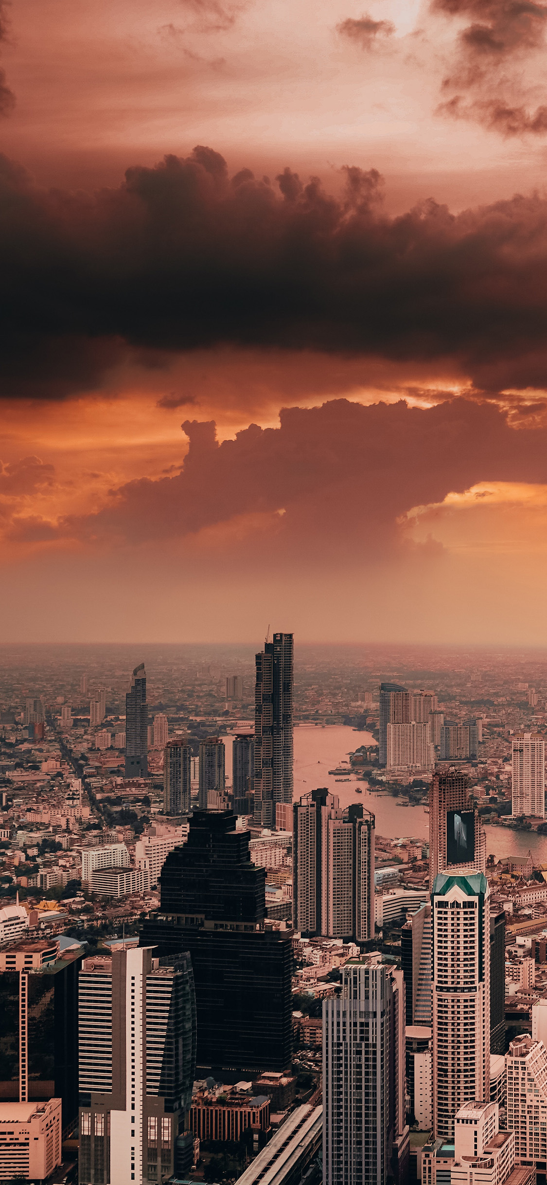 [2436×1125]天空 建筑 城市 高楼 苹果手机壁纸图片