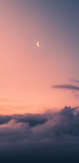 [2436x1125]天空 月亮 云彩 夕阳 苹果手机壁纸图片