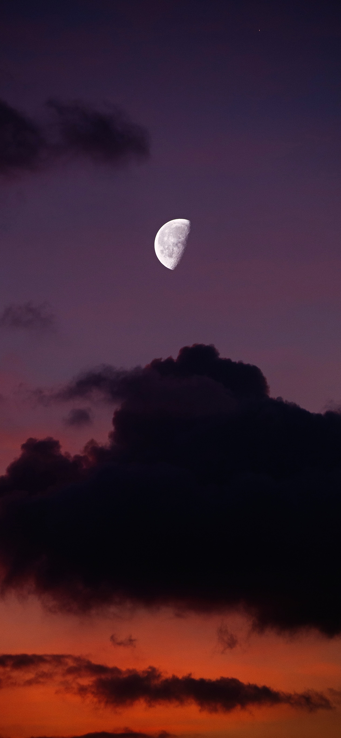 [2436×1125]天空 月亮 云朵 夕阳 苹果手机壁纸图片