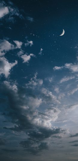 [2436x1125]天空 月亮 夜晚 云彩 苹果手机壁纸图片