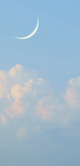 [2436x1125]天空 月亮 月牙 蓝色 云朵 苹果手机壁纸图片