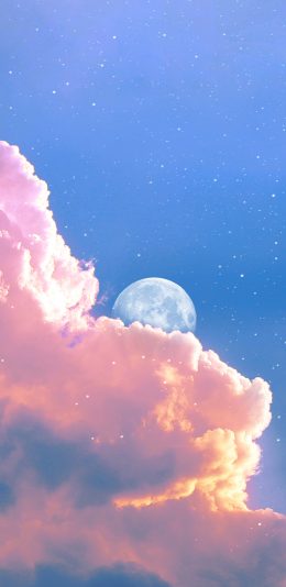 [2436x1125]天空 月亮 月球 云彩 星空 苹果手机壁纸图片