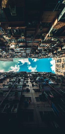 [2436x1125]天空 楼房 房屋 建筑 狭窄 苹果手机壁纸图片