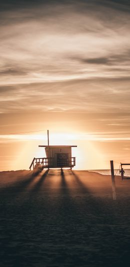 [2436x1125]天空 海景 小屋 唯美 苹果手机壁纸图片