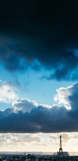 [2436x1125]天空 渐变 乌云 城市 苹果手机壁纸图片