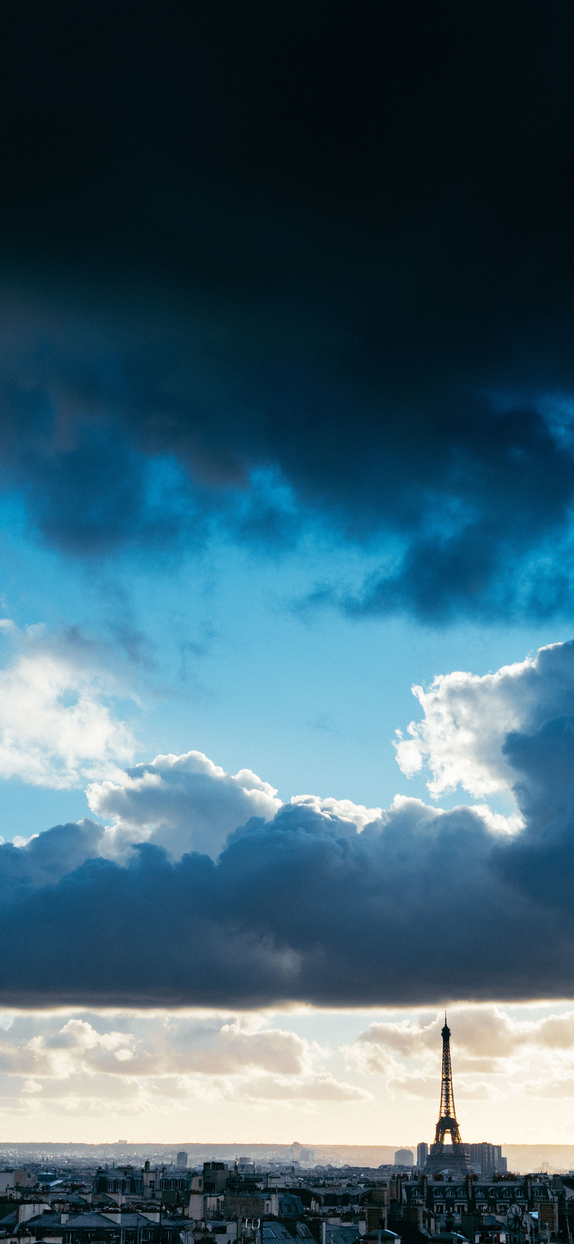[2436×1125]天空 渐变 乌云 城市 苹果手机壁纸图片