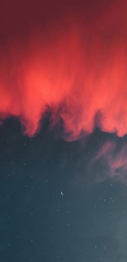 [2436x1125]天空 火烧云 星空 月牙 苹果手机壁纸图片