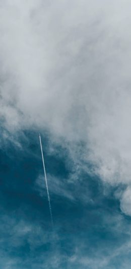 [2436x1125]天空 蔚蓝 白云 飞机 苹果手机壁纸图片
