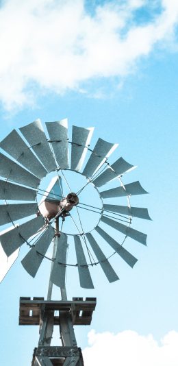 [2436x1125]天空 风车 天气 蔚蓝 苹果手机壁纸图片