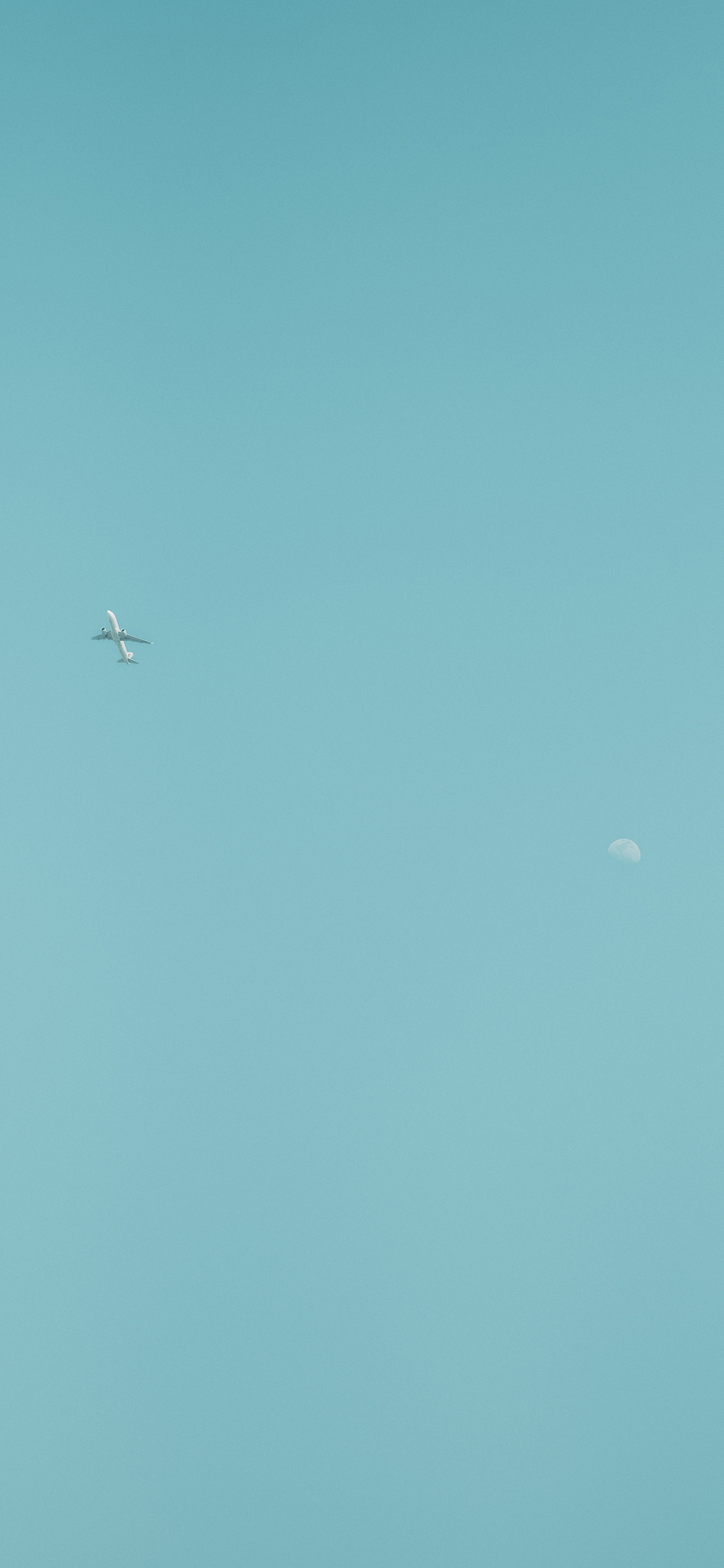 [2436×1125]天空 飞机 客机 月球 苹果手机壁纸图片