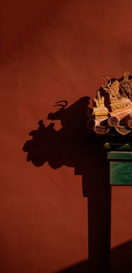 [2436x1125]宫 建筑 屋檐 红色 影子 苹果手机壁纸图片
