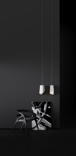 [2436x1125]家居 设计 吊灯 椅子 黑白简约 苹果手机壁纸图片