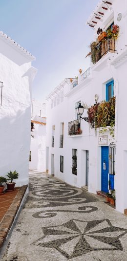 [2436x1125]小镇 建筑 地中海 旅游景点 苹果手机壁纸图片