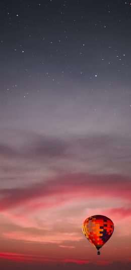 [2436x1125]就是 黄昏 热气球 云彩 星星 星空 苹果手机壁纸图片