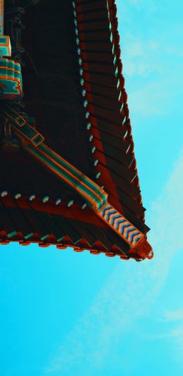 [2436x1125]屋檐 故宫 木头 仰视 建筑 苹果手机壁纸图片