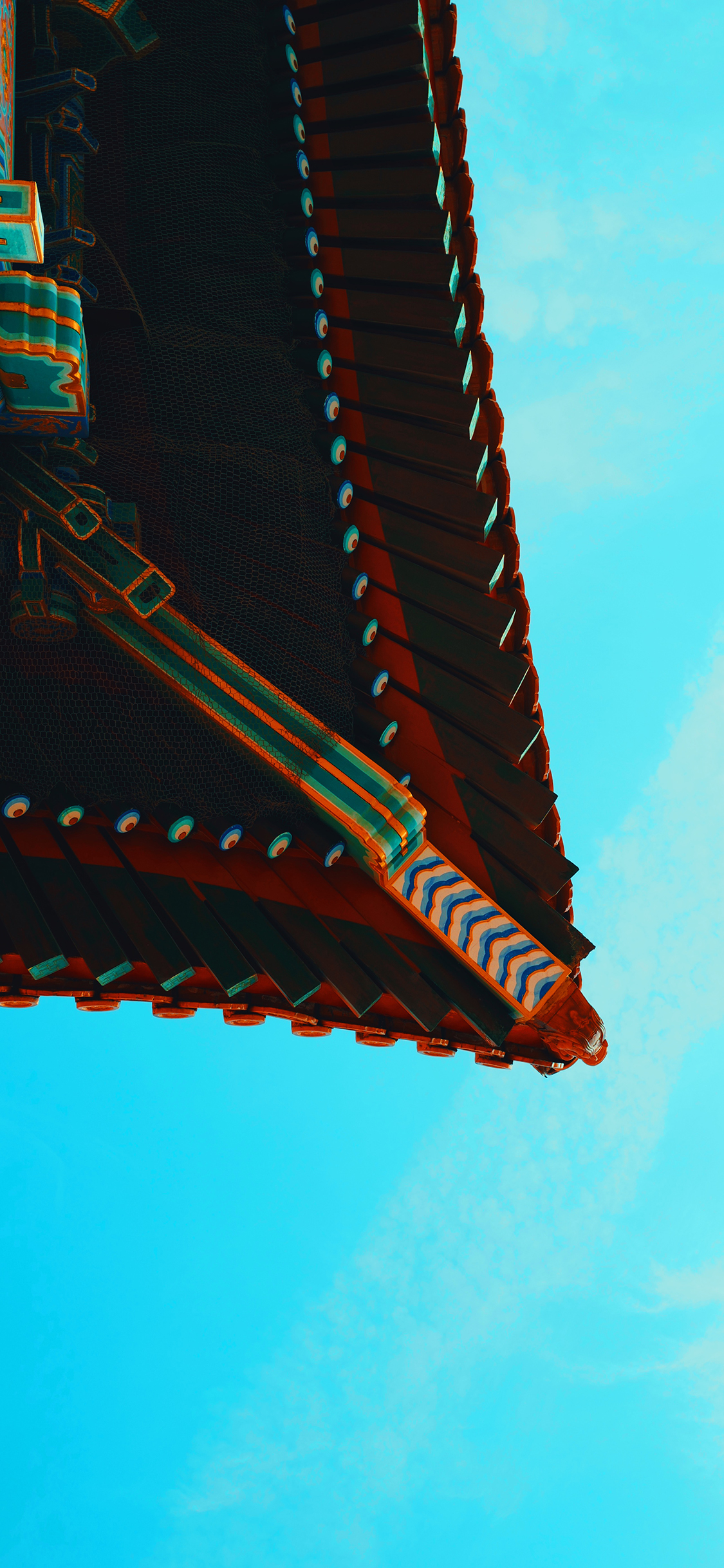 [2436×1125]屋檐 故宫 木头 仰视 建筑 苹果手机壁纸图片