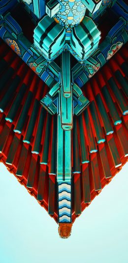 [2436x1125]屋檐 故宫 木头 建筑 仰视 苹果手机壁纸图片