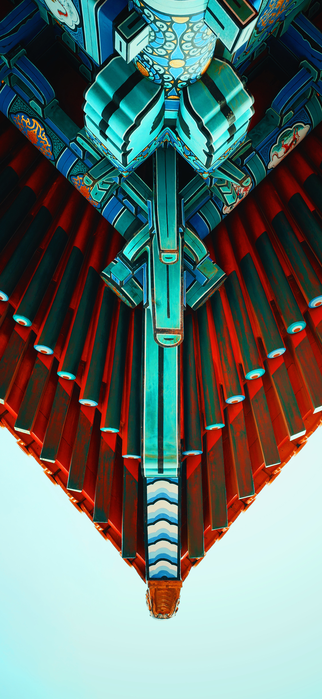 [2436×1125]屋檐 故宫 木头 建筑 仰视 苹果手机壁纸图片