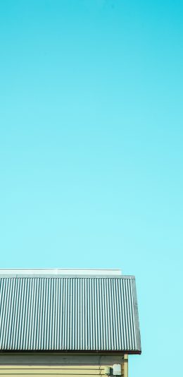 [2436x1125]屋顶 蓝色 天空 唯美 苹果手机壁纸图片